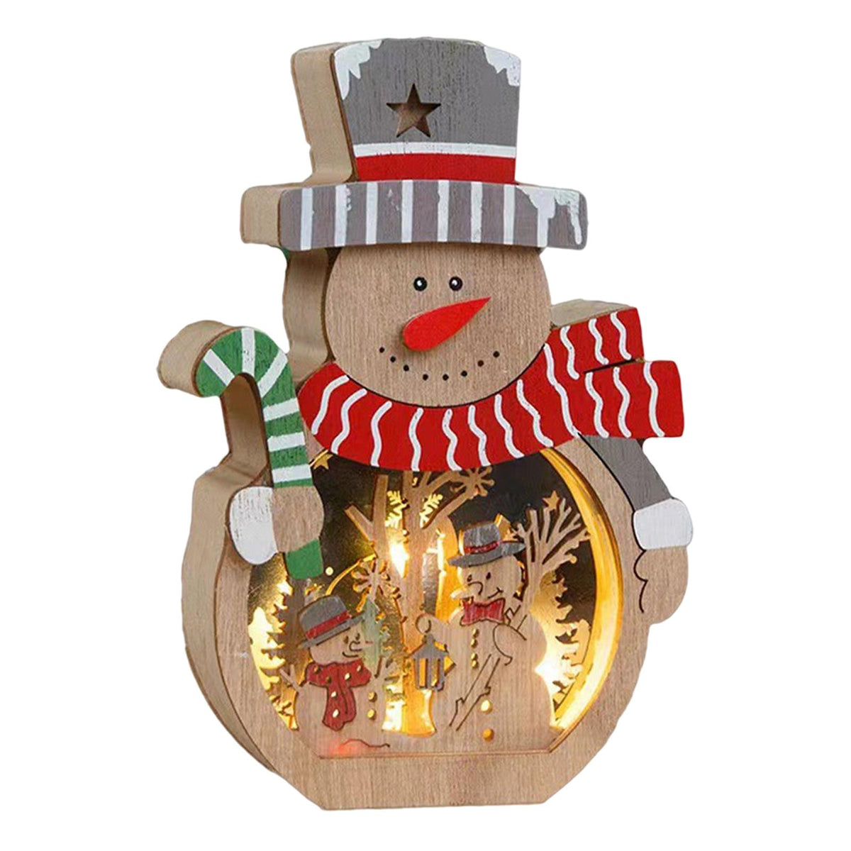 Maxbell Wooden Christmas Ornaments Photo Props Snowman for Party Office Table Decor B