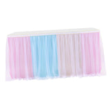 Maxbell Rainbow Tutu Ruffled Table Skirt Wedding Banquet Home Party Decor 4.27x0.77m