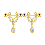 Maxbell 1 Pair Pierced Jewelry Nipple Rings Straight Barbell Festival for Ladies Aureate