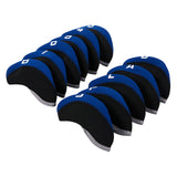 Maxbell 11Pcs Golf Iron Head Covers Neoprene Headcovers Protective Covers Blue Black