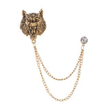 Maxbell Retro Lion Brooch Jewelry Chain Tassel Brooch for Tuxedo Women Men Aureate