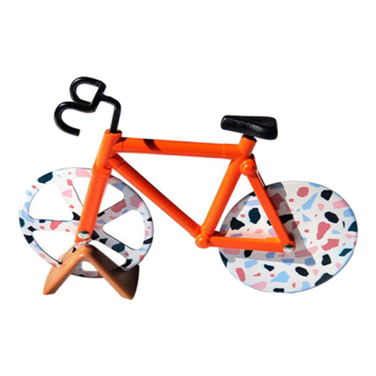 Maxbell Bicycle Pizza Cutter Bike Roller Pizza Slicer Kitchen Pizza Cutter Orange