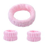 Maxbell Face Wash Headband and Wristband Set Washing Face Microfiber Makeup Headband Pink