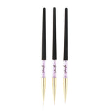 Maxbell 3Pcs Pro Nail Art Brush Set Painting Pen for False Nail UV Gel Polish Black