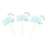 Maxbell 3x Glitter Cake Toppers Cupcake Pick DIY Cake Decor Party Favor Light Blue 2