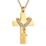 Maxbell Double Cross Cremation Pendant Steel Classic for Ashes Men Women Party Aureate