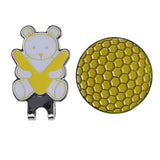 Maxbell Golf Hat Clip with Detachable Magnetic Golf Ball Marker Bear Pattern Yellow