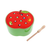 Max Wooden Magnet Fruit Bug Catching Game Toy Kids Montessori Toy Apple