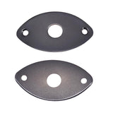 Maxbell 2 Pieces Metal Oval Curved Jack Plate for Electric Guitar Bass Parts Black