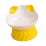 Maxbell Cat Bowl Tilted Dispenser Anti Slip Raised Cat Dishes for Travel Puppy Yellow