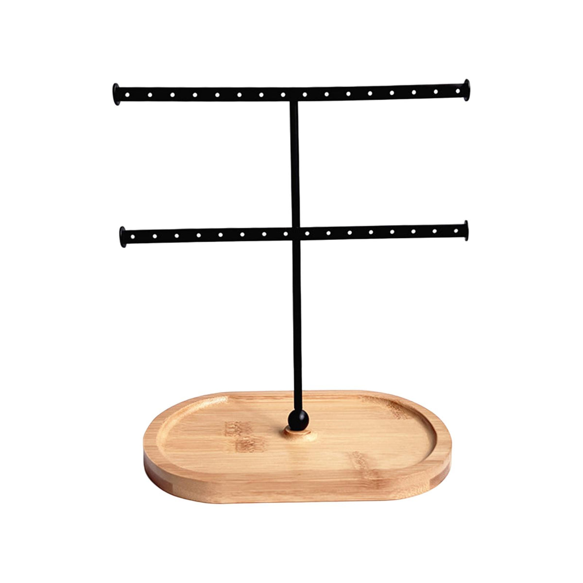 Maxbell Jewelry Organizer Wooden Tray 2 Tier Earring Holder for Watches Rings Vanity
