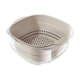 Maxbell Double Layer Drain Basket Vegetable Drain Baskets for Food Vegetables Mixing Khaki
