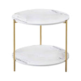 Maxbell Light Luxury Marbling Side Table Small Table for Cafe Living Room Bedroom White round