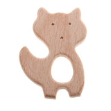 Maxbell Set of 4pc Wooden Teethers Handmade Wooden Bird Cat Teether Teethers Beech Wood Pendant
