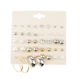 Maxbell 20 Pairs/Pack Assorted Rhinestone Pearl Ball Loop Ring Ear Stud Jewelry Set