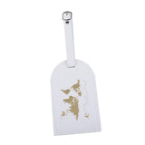Maxbell Portable Leather Luggage Tag Label ID Card Holder Boarding Tag Pendant White Gold