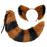 Maxbell Long Fox Ears Tail Cosplay Costume Furry Children Fancy Part Dress up Brown Black