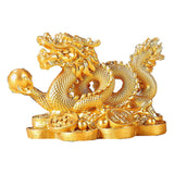 Maxbell Chinese Dragon Year Figurine Fengshui Decoration Resin Home Office Decor Golden