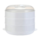 Maxbell Round Microwave Food Steamer BPA Free Heating Steamer White L 3 Tier
