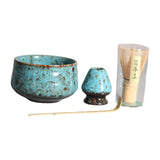 Maxbell 4Pcs Japanese Matcha Set Matcha Traditional Japanese Tea Ceremony Blue