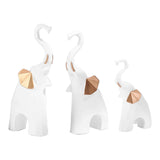 Maxbell 3x Modern Elephant Statues Animal Model Resin for Shelf Desktop Decoration White