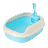 Maxbell Litter Box Bedpan Semi Enclosed Kitten Potty Toilet Durable Kitty Litter Pan Blue