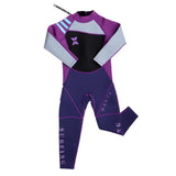 Maxbell Neoprene Wetsuit Long Sleeve Full Body Swimsuit for Kids Black+ purple XL