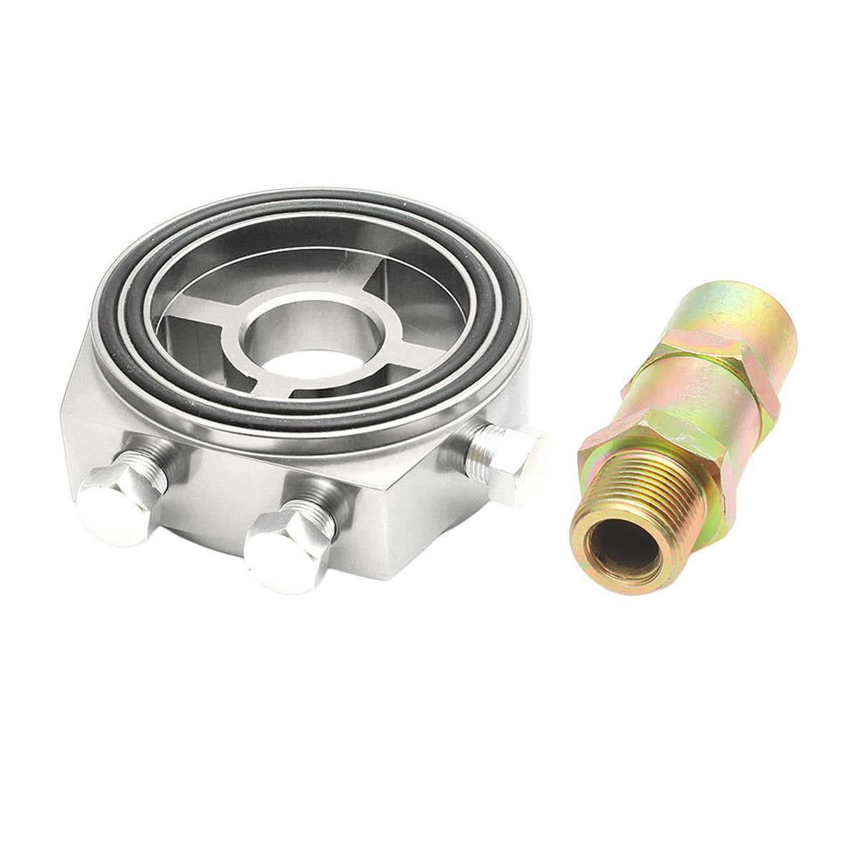 Maxbell Oil Filter Sandwich Gauge Sandwich Plate Adapter Replacement Aluminum Silver