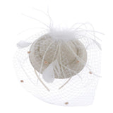 Max Fascinators Hats Cocktail Tea Party Headwear with Veil for Women Beige