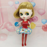 Max Fashion Floral Ballet Skirt Dress for 1/6 Blythe Doll Dress Up Accessory Red