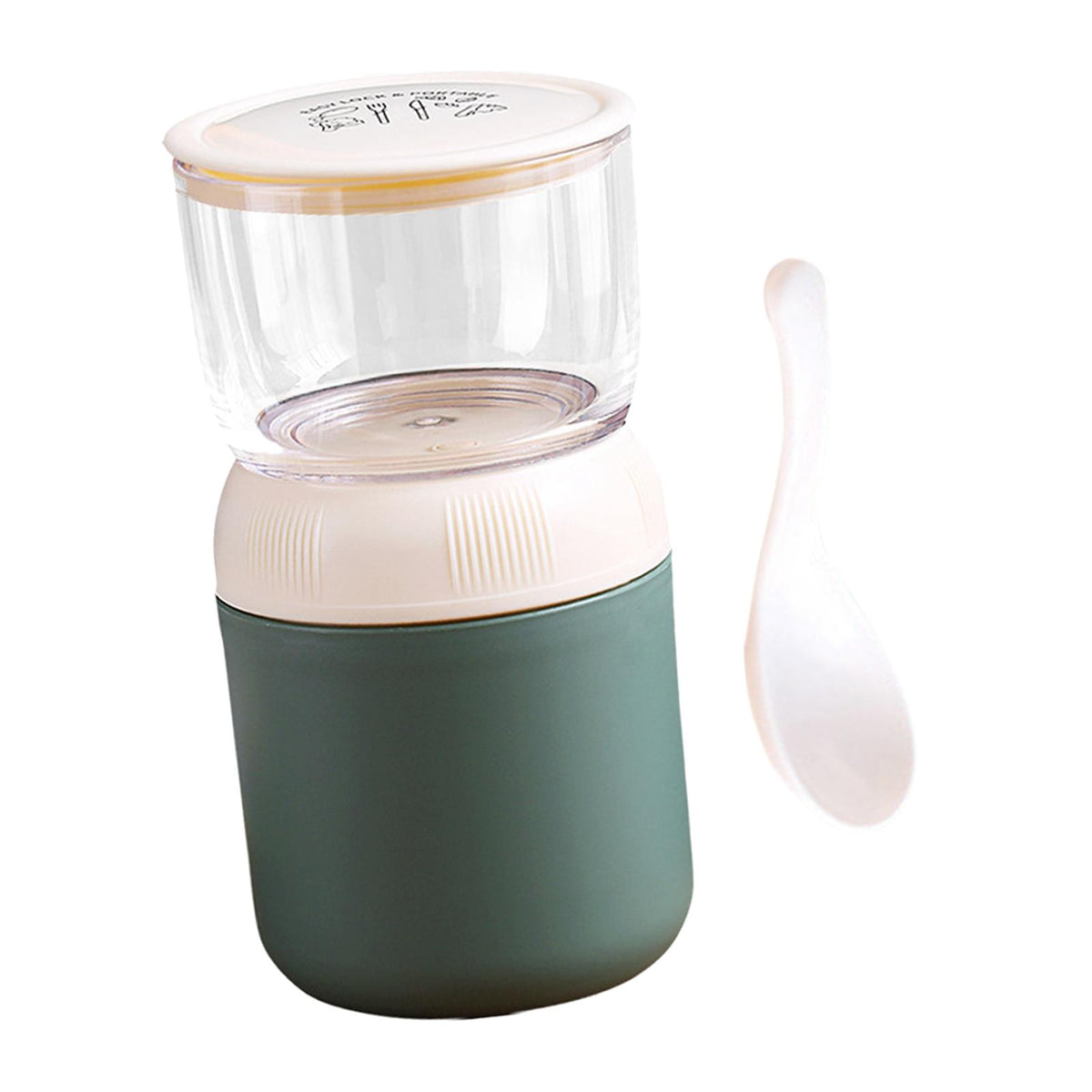 Maxbell Lunch Pot Yogurt Container Insulated Food Container 2 Tier for Fruit Milk Green