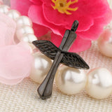 Maxbell Stainless Steel Angel Wings Cross Urn Pendant Cremation Ashes Keepsake Black