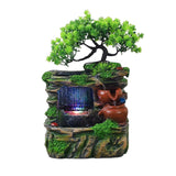 Maxbell Tabletop Water Fountain with LED Lights Indoor Outdoor Office Resin Statue No Fog