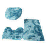 Maxbell 3Pcs bath Mats Set with Toilet Lid Cover Absorbent for Bathtubs Tub dark blue