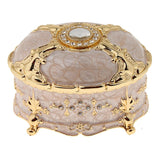 Maxbell Retro Enamel  European Style Oval Trinket Chest Jewelry Box Organizer Gold