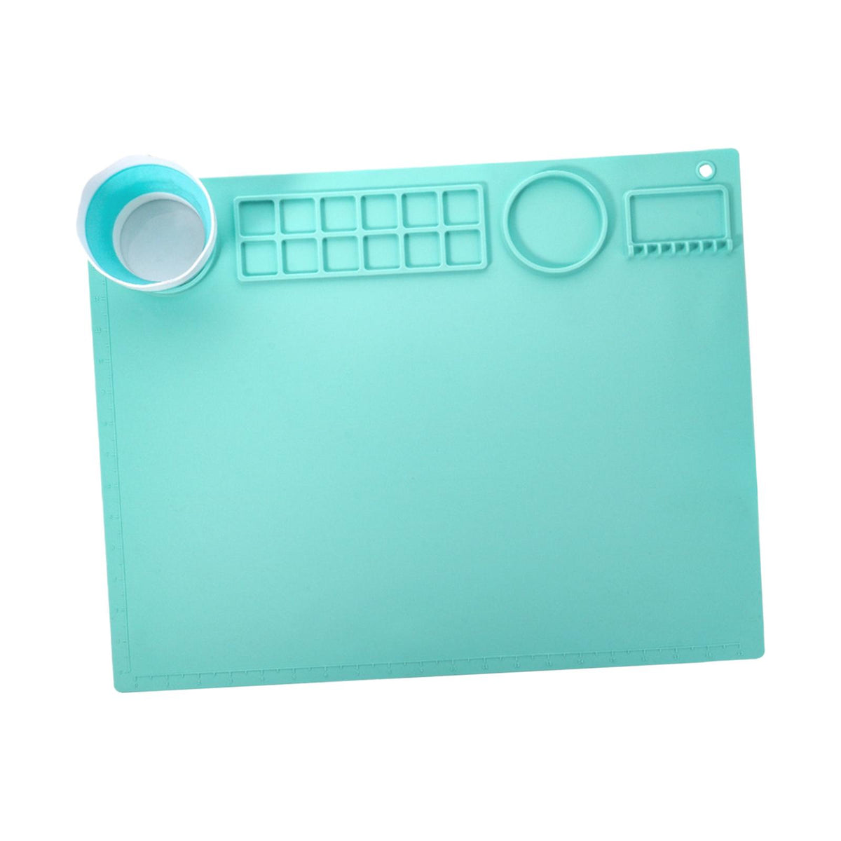 Maxbell Silicone Painting Mat with Cup 19.69"x15.75" Silicone Art Mat for Art Create Light blue