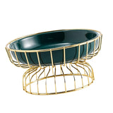 Maxbell Basket Stand Decor High Foot Vintage creative for Household Table Hotel Large Dark Green