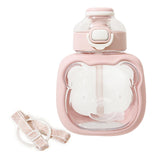 Maxbell Water Bottle with Straw 1L Cute bear with Straw for Office Outdoor Sport pink