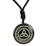 Maxbell Round Shape Triquetra Necklace with Rope Chain Rune Necklace for Women Girls Black