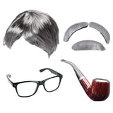 Maxbell Old Lady Wig Costume Set Granny Wig for Women's Halloween Dress Up StyleB