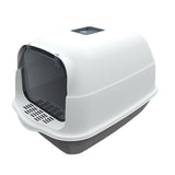 Maxbell Large Cat Litter Box with Lid Fully Enclosed with Door Cat Toilet Reusable Gray Bottom