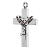 Maxbell Double Cross with Crystal Stainless Steel Cremation Family Keepsake Aunt