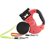 Maxbell Double Retractable Dog Leash with Garbage Bag Box for Small Medium Dogs Red