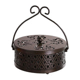Maxbell Portable Hollow Burner Holder with Handle and Lid for Garden Home Accessory Bronze