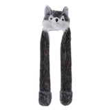 Maxbell Cartoon Kids Adults Winter Fuzzy Animal Hat Scarf Gloves Husky