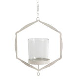 Maxbell Iron Ceiling Chandelier 3D Geometric Candle Holder Hanging Candlestick  B - White
