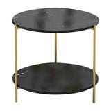 Maxbell Light Luxury Marbling Side Table Small Table for Cafe Living Room Bedroom Black round