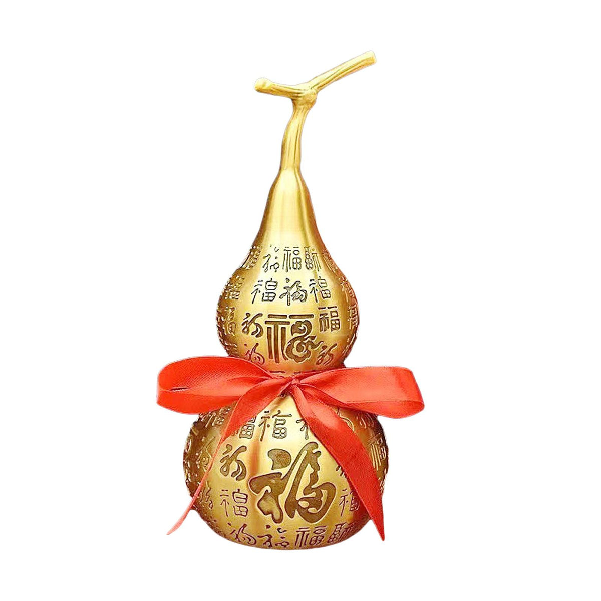 Maxbell Chinese Fu Character Brass Gourd HU Lu Figurine for Entryway Tabletop Sturdy 22cm