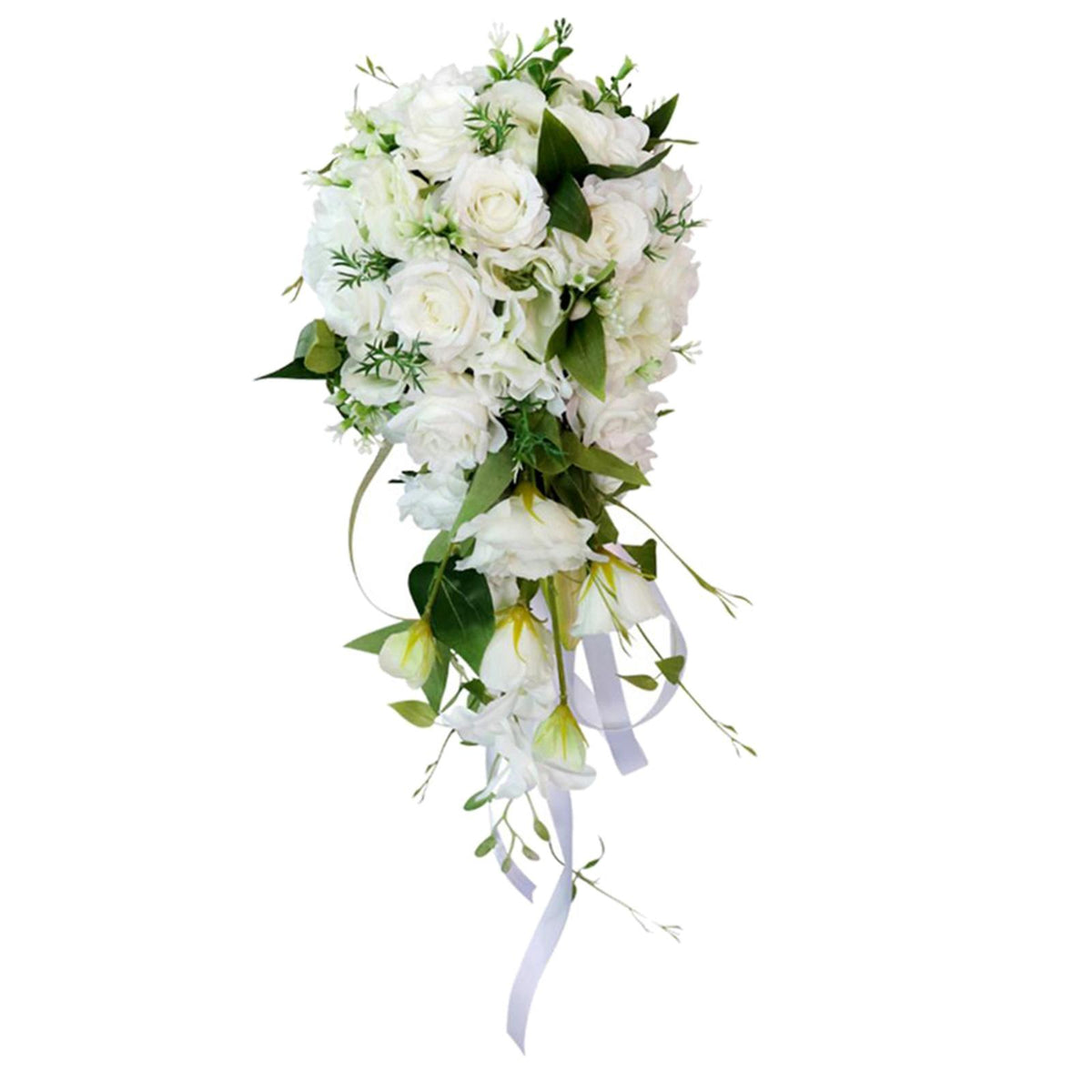 Max Wedding Bride Bridal Waterfall Hand Bouquet Artificial Hand Rose Flower