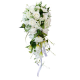 Max Wedding Bride Bridal Waterfall Hand Bouquet Artificial Hand Rose Flower